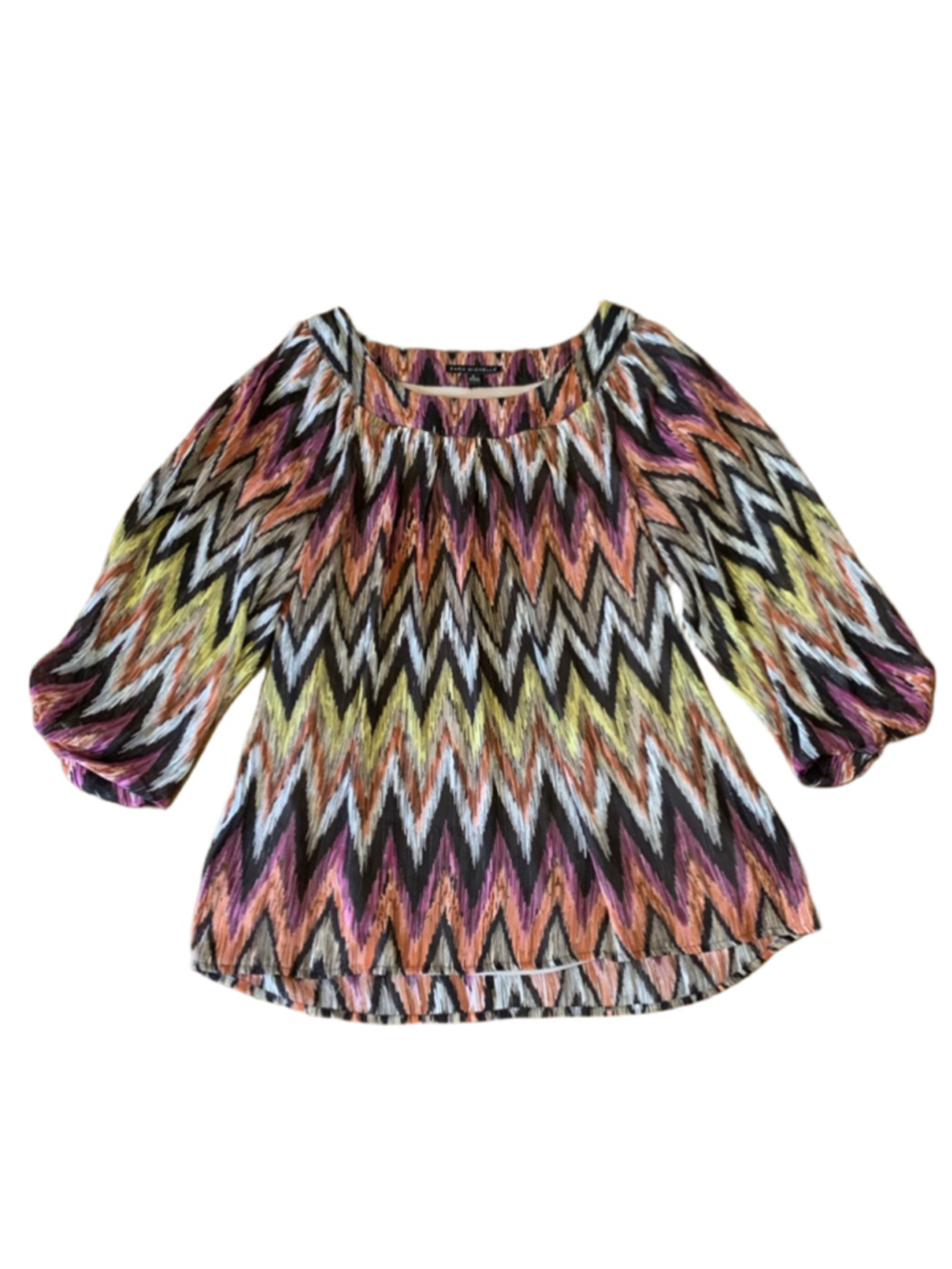 Sara Michelle Top Large Multi color Chevron Design 3/4 Sleeves